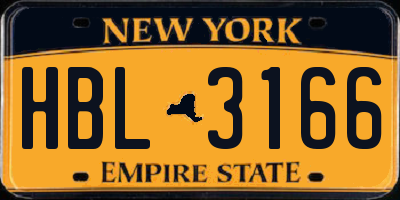 NY license plate HBL3166