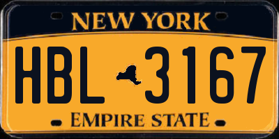 NY license plate HBL3167