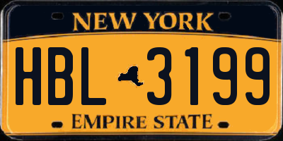 NY license plate HBL3199