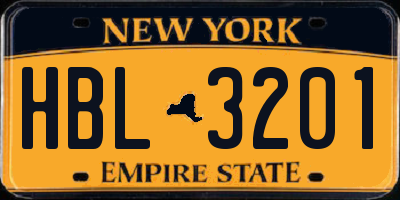 NY license plate HBL3201
