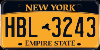 NY license plate HBL3243