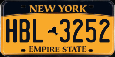 NY license plate HBL3252