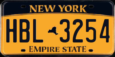 NY license plate HBL3254