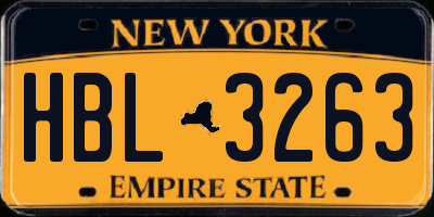 NY license plate HBL3263