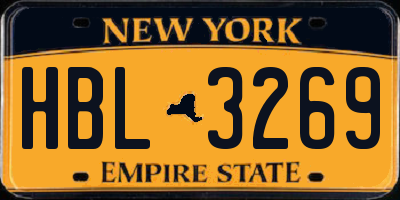 NY license plate HBL3269