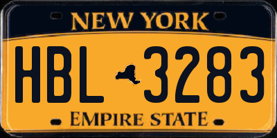 NY license plate HBL3283