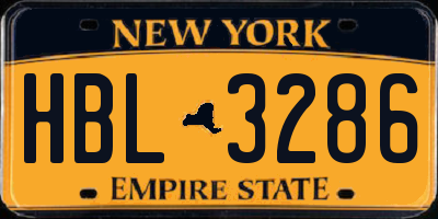NY license plate HBL3286