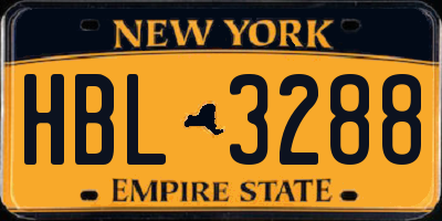 NY license plate HBL3288