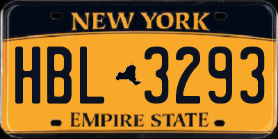NY license plate HBL3293