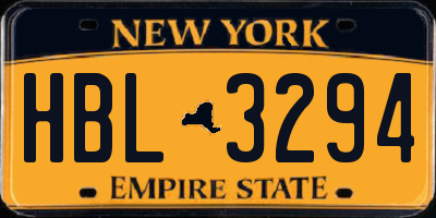 NY license plate HBL3294