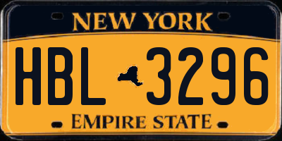 NY license plate HBL3296
