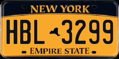 NY license plate HBL3299