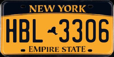 NY license plate HBL3306