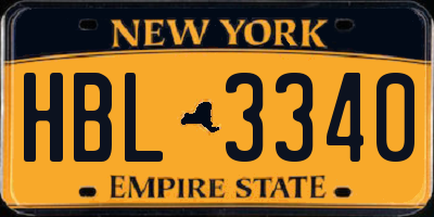 NY license plate HBL3340