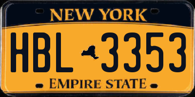 NY license plate HBL3353