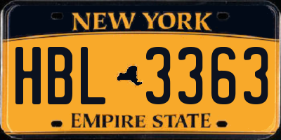 NY license plate HBL3363