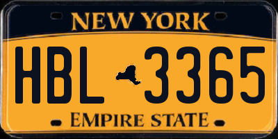 NY license plate HBL3365
