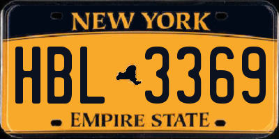 NY license plate HBL3369