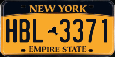 NY license plate HBL3371