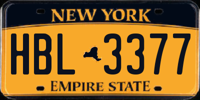 NY license plate HBL3377