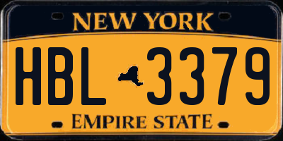 NY license plate HBL3379