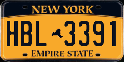 NY license plate HBL3391