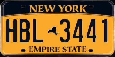 NY license plate HBL3441