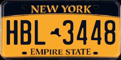 NY license plate HBL3448