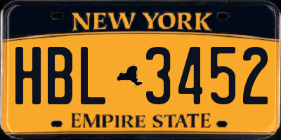 NY license plate HBL3452