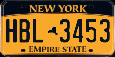 NY license plate HBL3453
