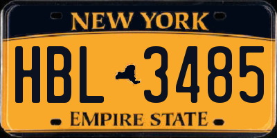 NY license plate HBL3485