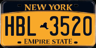 NY license plate HBL3520