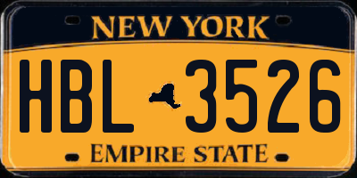 NY license plate HBL3526