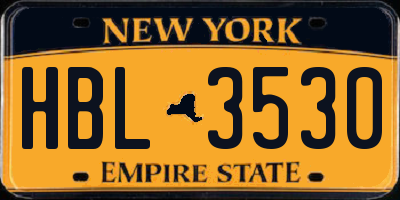 NY license plate HBL3530