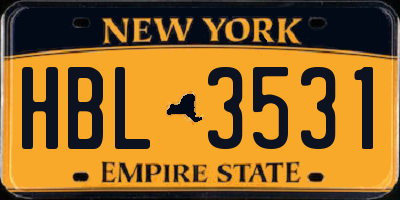 NY license plate HBL3531