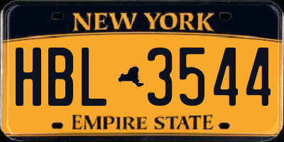 NY license plate HBL3544