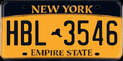 NY license plate HBL3546