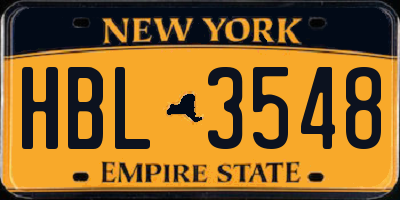 NY license plate HBL3548