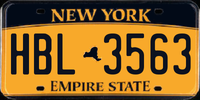 NY license plate HBL3563