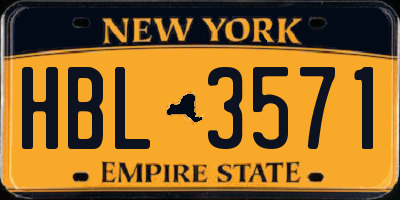 NY license plate HBL3571