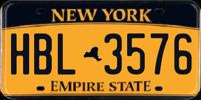 NY license plate HBL3576