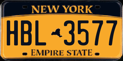 NY license plate HBL3577