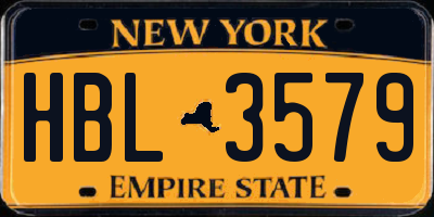 NY license plate HBL3579