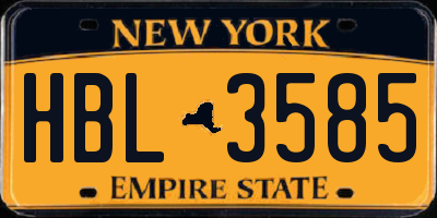 NY license plate HBL3585
