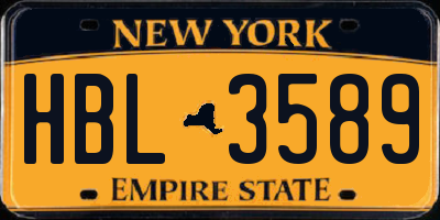 NY license plate HBL3589