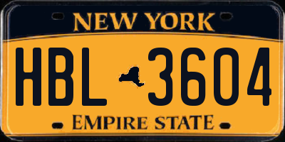 NY license plate HBL3604