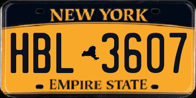 NY license plate HBL3607