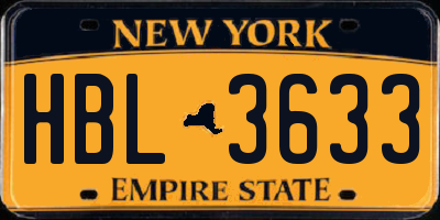NY license plate HBL3633