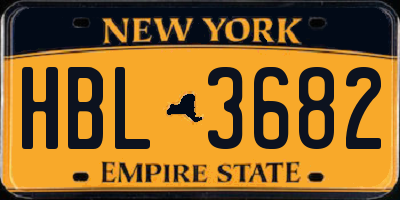 NY license plate HBL3682
