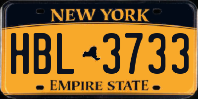 NY license plate HBL3733